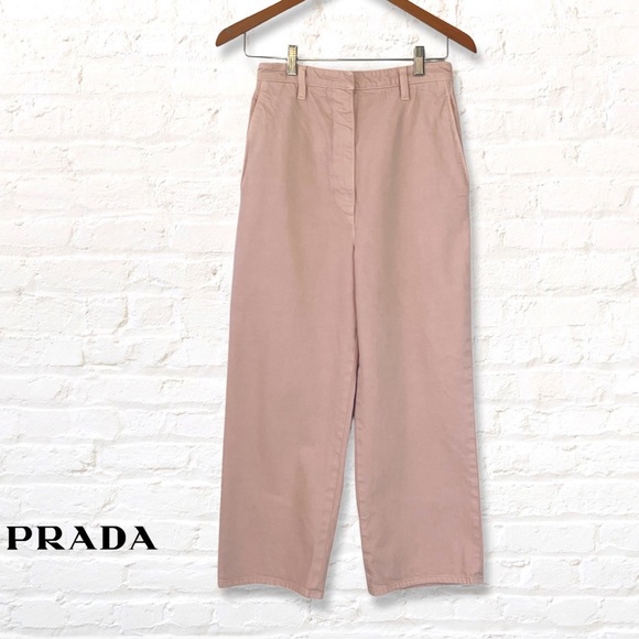 PRADA Milano High Rise Wide Leg Cropped Jeans Size 2 Regular Fit Pink - Picture 2 of 11